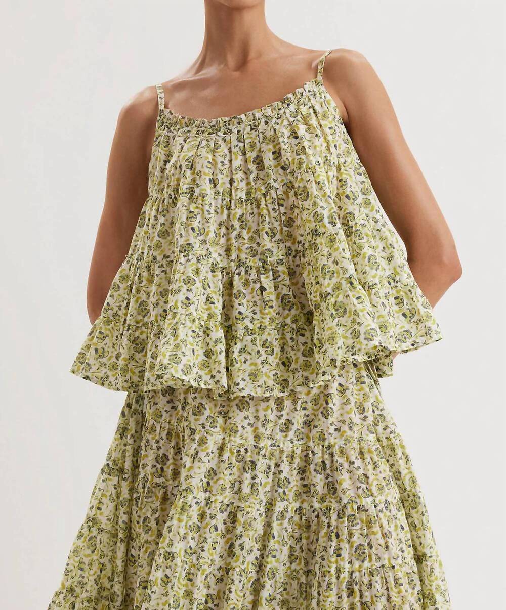 NEW MERLETTE saaz sleeveless top in lime floral print